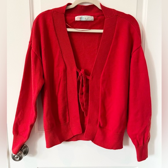 Free People Sweaters - Free People Beach Red Tie Front Cardigan | Size XS